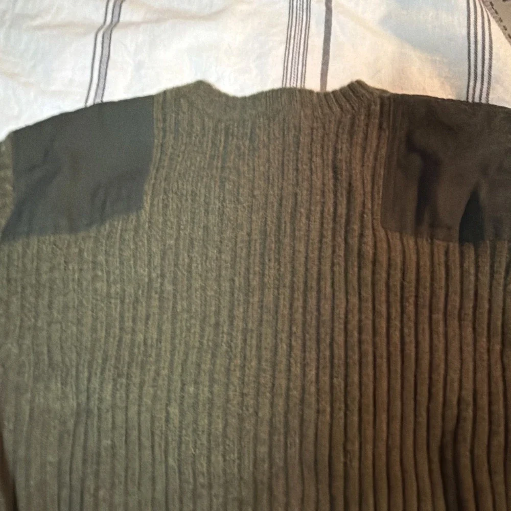 Vintage LL Bean Commando Wool Sweater Long Tall XXL Green Knit Military